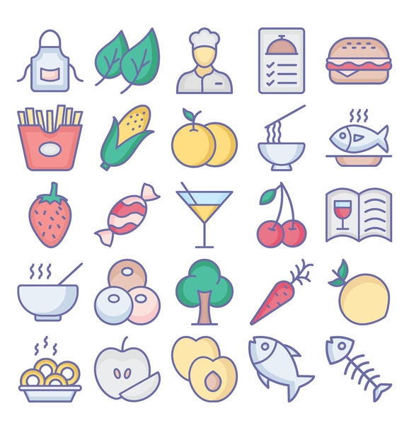  Isolierte Vektorsymbole für Lebensmittel, die leicht geändert oder bearbeitet werden können - Vektor, Bild