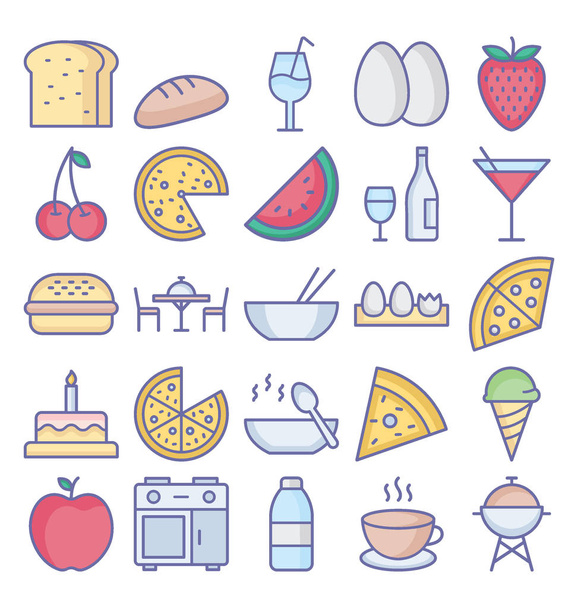  Ensemble d'icônes vectorielles isolées des aliments qui peuvent facilement modifier ou modifier
 - Vecteur, image