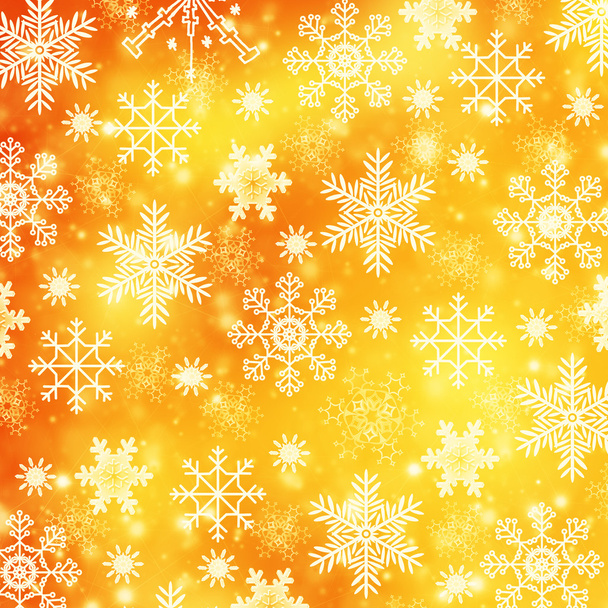 オレンジ色のトーンでの雪片 - 写真・画像