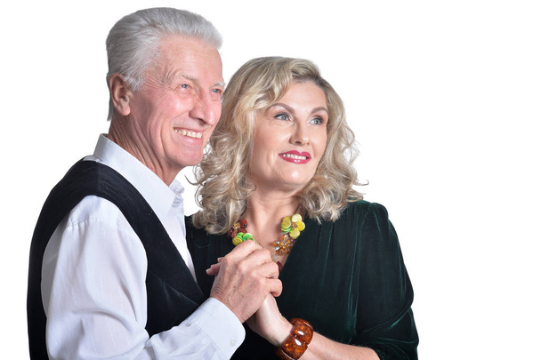 Portrait of happy senior couple  isolated on white background - Photo, Image