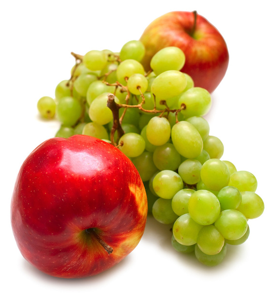 Red apples and green grapes - Фото, изображение