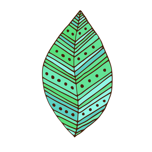 Green Leaf badge. T-shirt print design. Tattoo color art. - Vektor, obrázek