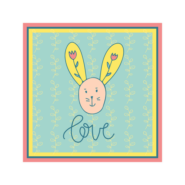 Cute hand drawn rabbit. Greeting card for invitation, save the date, Valentines Day. - Vettoriali, immagini