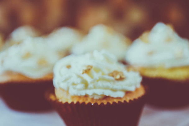 small cupcakes with cream - Photo, image