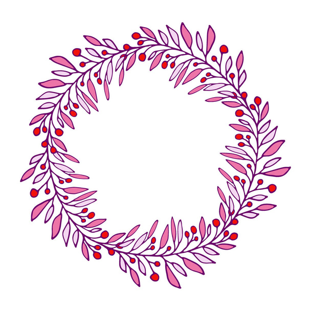 Happy Summer wreath. Vector Illustration. Pink decorative frame. - Vector, Image