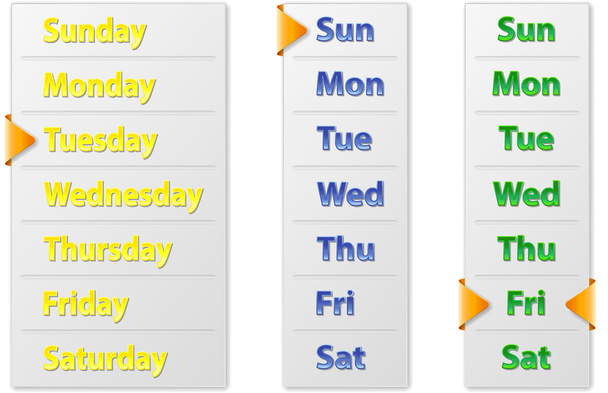 Set Abstract Weekly Calendars With Arrow Pointer - Вектор, зображення