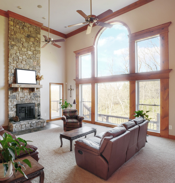 Living Room Interior With High Ceiling - Zdjęcie, obraz
