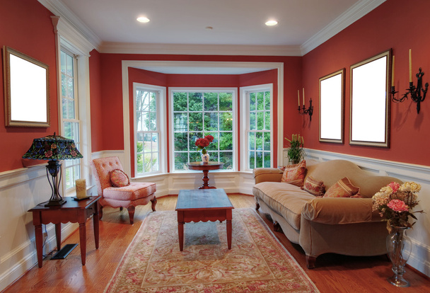 Living Room Interior With Bay Window - Fotografie, Obrázek