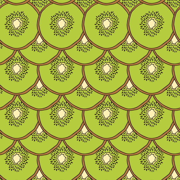 Seamless kiwi fruit vector pattern. llustration for menu, wallpapers and scrapbook - Vektör, Görsel