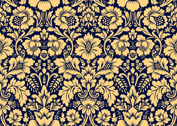 ベクトルシームレスダマスクゴールドパターン。豊富な装飾、古いダマスカススタイルの金のパターン - ベクター画像