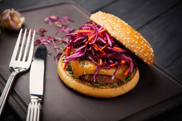 image of a burger with ham  - Φωτογραφία, εικόνα