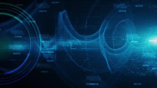 Hi-tech HUD és az adatok kék színű digitális részecskék áramlását jövő mozgás háttér koncepció - Felvétel, videó