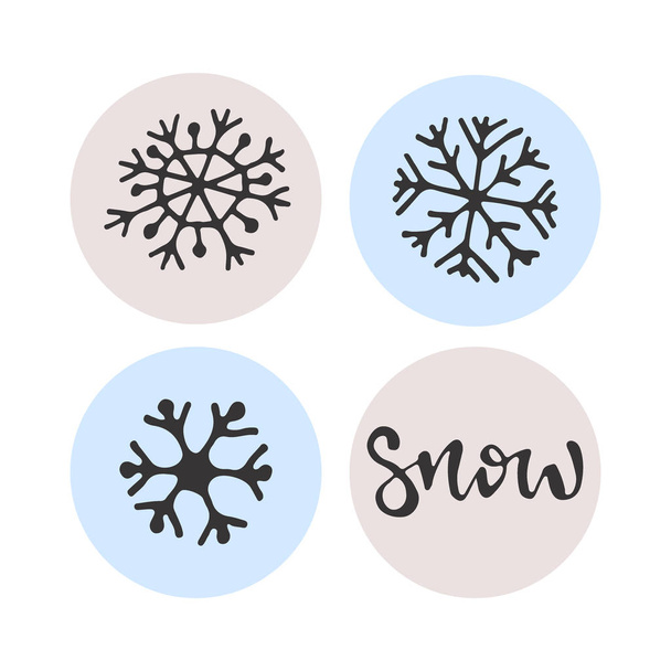 Snowflakes icons. Sticker design. Vector badges. - Vector, Image