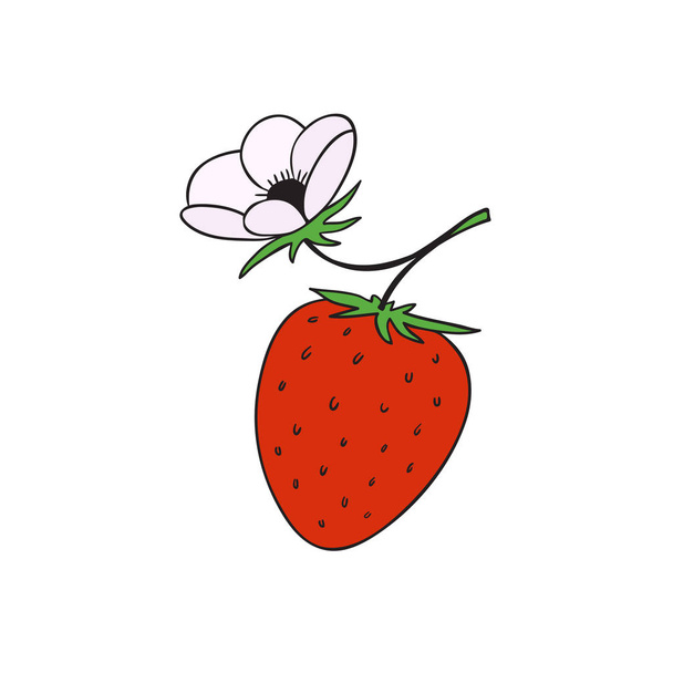 Strawberry print design. Fruit vector illustration - Vektori, kuva