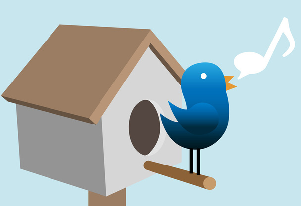Tweety πουλί tweets τιτίβισμα στο σπίτι πουλιών - Διάνυσμα, εικόνα