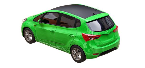 Zöld városi autó üres felülettel a kreatív tervezéshez. 3D illusztráció. - Fotó, kép