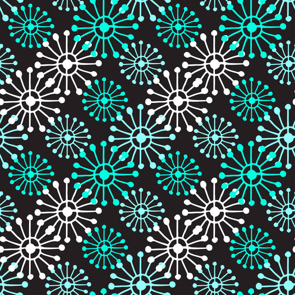 Christmas seamless pattern. Geometric texture with blue and white snowflakes. Abstract endless background. Vector design for textile or wrapping paper. - Vetor, Imagem