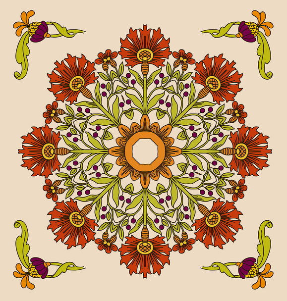 Vector art nouveau decorative flowers - Вектор,изображение