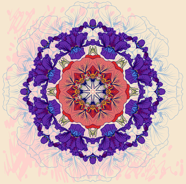 Vector decorative designs of iris flowers - Vector, Image
