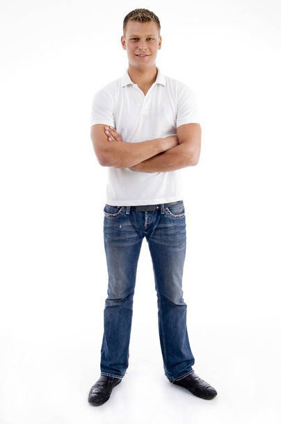 folded arms male looking at camera on an isolated background - Photo, Image