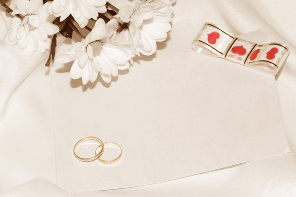 wedding invitation on the white background. Retro wedding card. - Zdjęcie, obraz