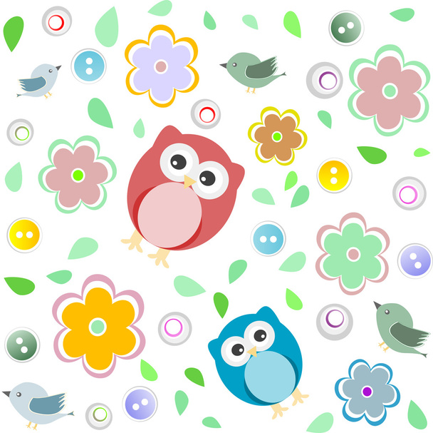 Seamless colourful owl pattern for kids - Zdjęcie, obraz