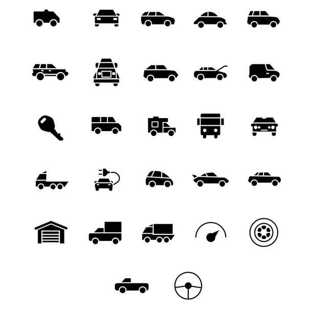 Coches iconos en blanco y negro
 - Vector, Imagen