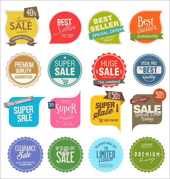 Sale banner templates design and special offer tags collection - Vector, Image