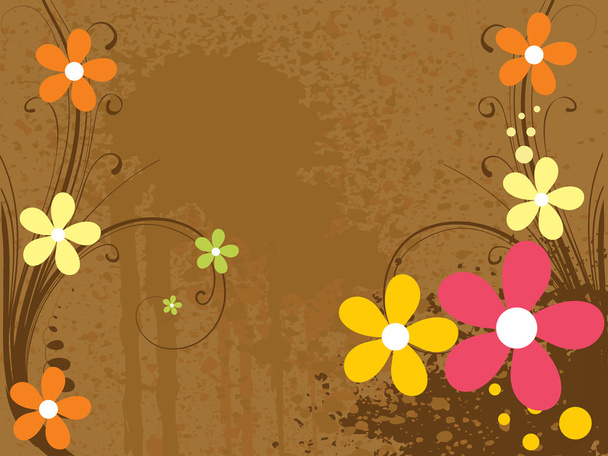 Grungy background with colorful blossoms - Διάνυσμα, εικόνα