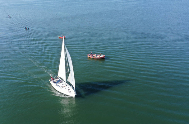 sailing boat at a river or baltic sea - Photo, Image