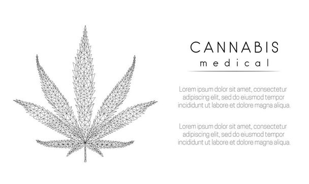 Medizinisches Cannabis. Marihuana-Blatt. Design im Low-Poly-Stil. - Vektor, Bild