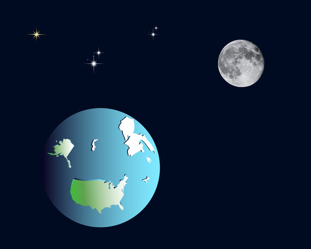 Moon and Earth - Vector, Image