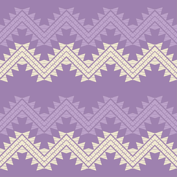 Ethnic boho seamless pattern. Zigzag. Embroidery on fabric. Patchwork texture. Weaving. Traditional ornament. Tribal pattern. Folk motif. Can be used for wallpaper, textile, invitation card, wrapping, web page background. - Vektori, kuva