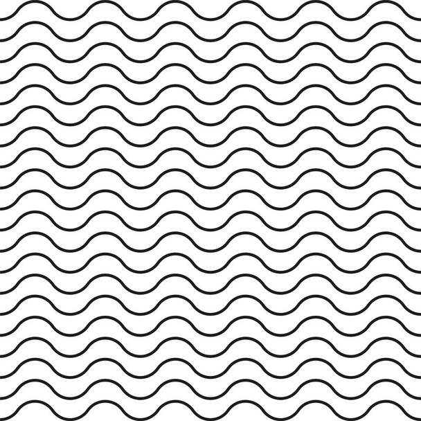 Wzór czarnej falistej linii bez szwu z białym tłem-wektor - Wektor, obraz
