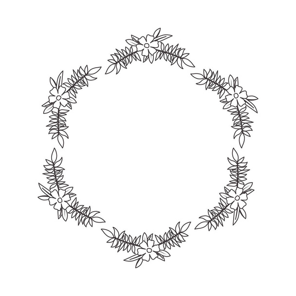 beautiful flower and leafs circular frame - Vettoriali, immagini