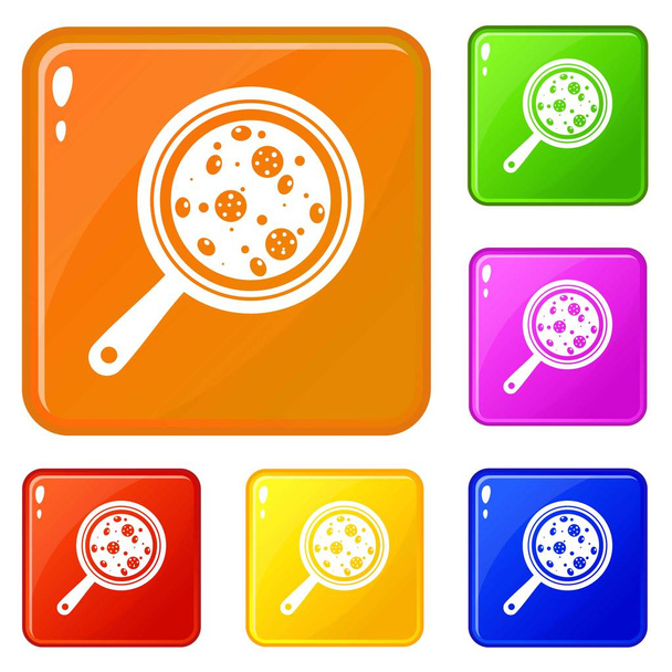 Pizza with ingredients on board icons set vector color - Vecteur, image