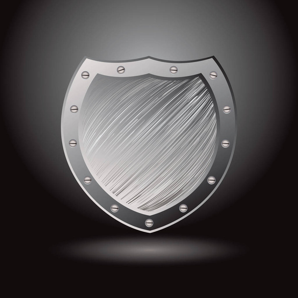 Solid secure metal shield with brushed surface background and spotlight - Fotó, kép