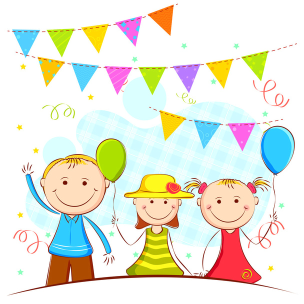 Kids in Celebration Background - Vector, Image