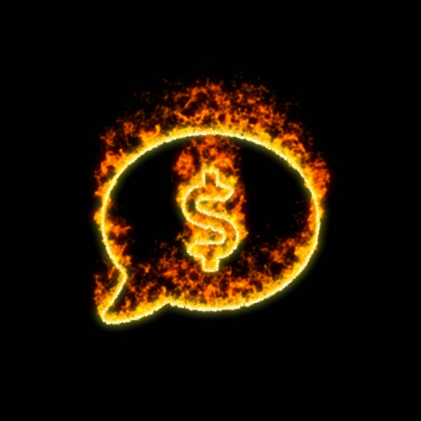 The symbol comment dollar burns in red fire  - Foto, immagini