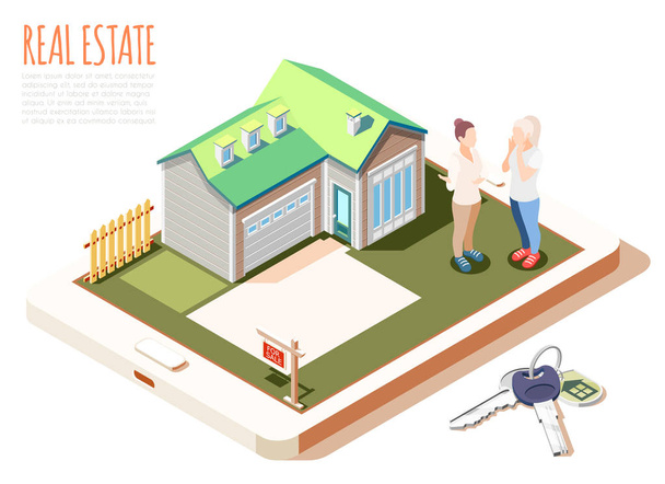 Real Estate Augmented Reality Isometric Composition - Vector, Image