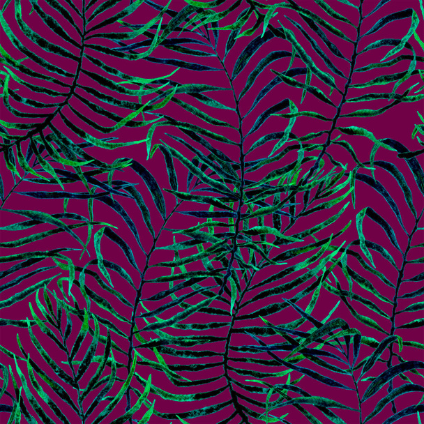 Tropical seamless pattern. Watercolor tangled palm - Foto, Imagem