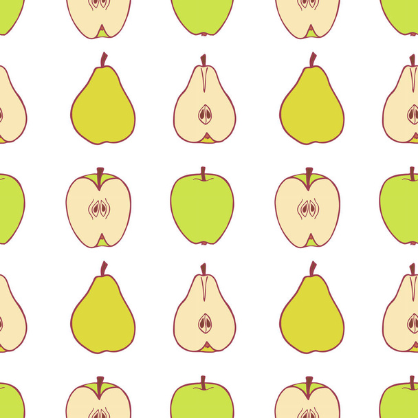 Fruta pera y manzana patrón sin costura
 - Vector, imagen