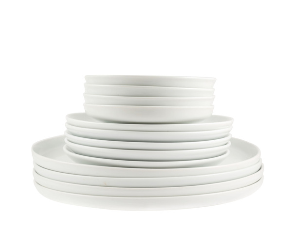 Pile of clean white dish plates isolated - Zdjęcie, obraz