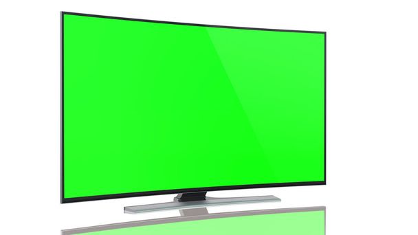 UltraHD Smart Tv com tela verde curvada no branco
 - Foto, Imagem