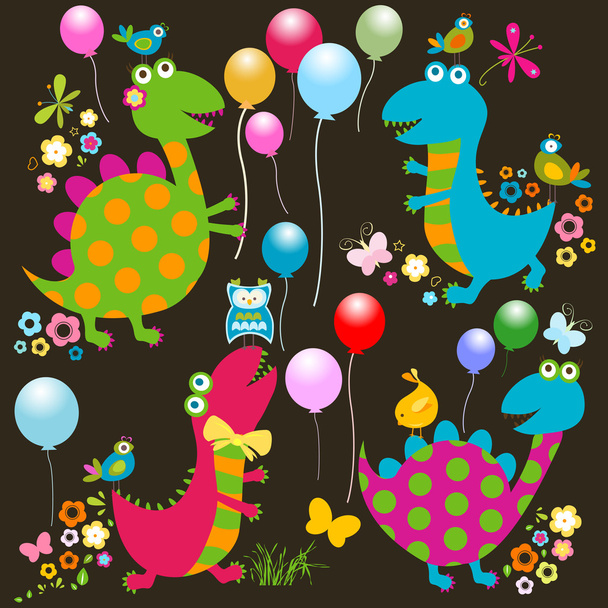 happy dinosaurs card - Vector, Imagen