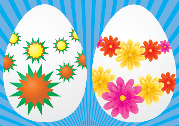 Easter eggs with flowers - Vector, Image