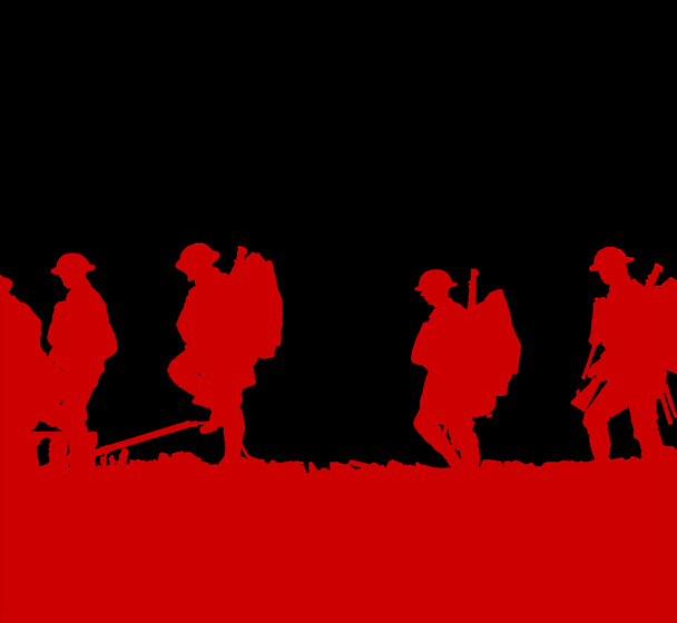 Zarys WWI żołnierzy chodzenie - Zdjęcie, obraz