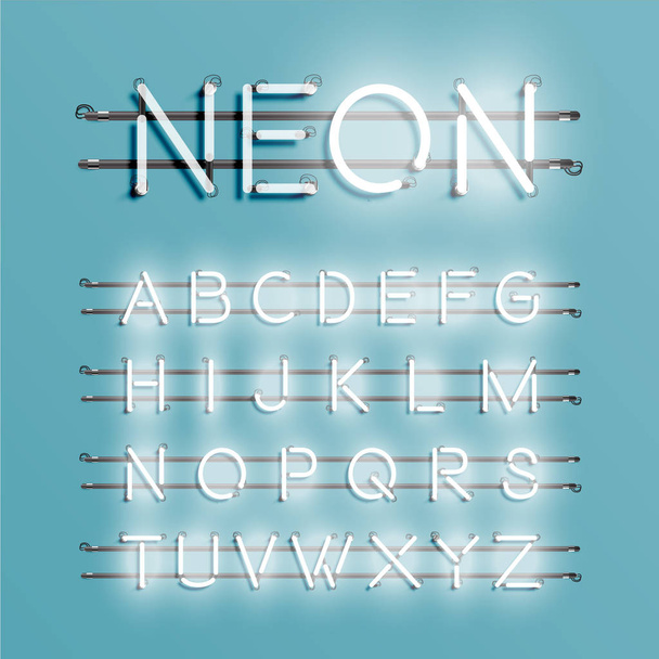 Realistické neonové písmo s dráty a konzole, vektorové ilustrace - Vektor, obrázek