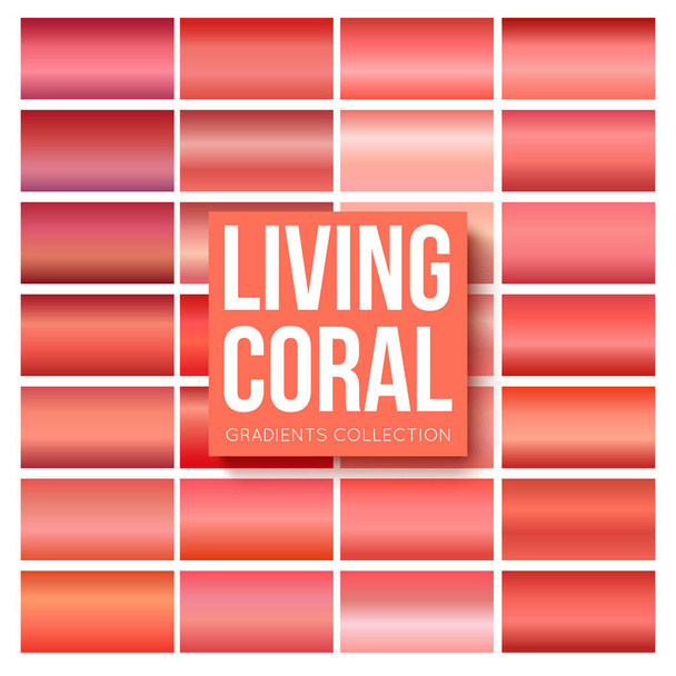 Living coral gradients collection. Rectangular shaped backgrounds with color of the year 2019 - Vector, imagen