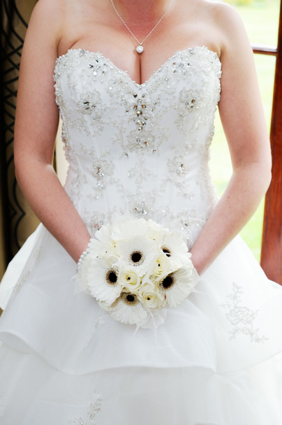 Brides flowers and dress detail - Photo, Image